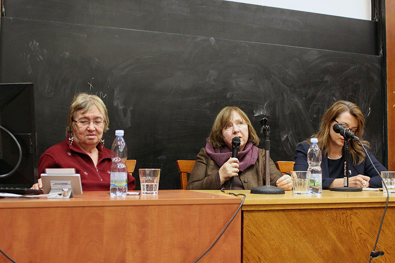 Светлана Алексиевич на встрече в Карловом университете